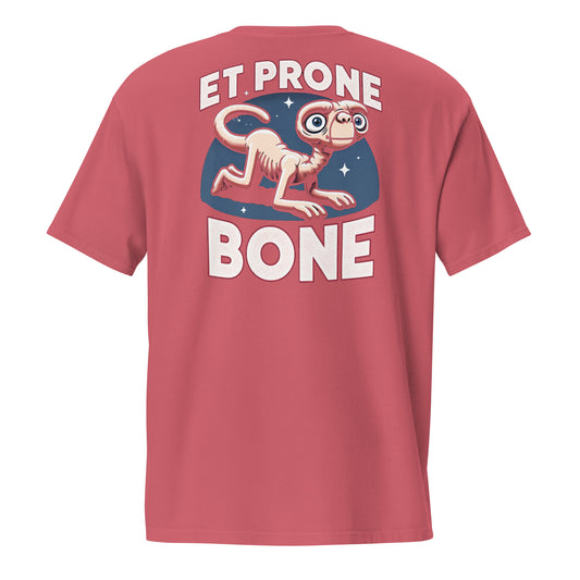 ET Prone Bone Funny Graphic T-Shirt, Back Light-Red